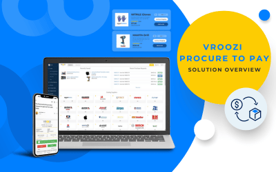 A woman uses a procurement solution on a desktop computer in an office.