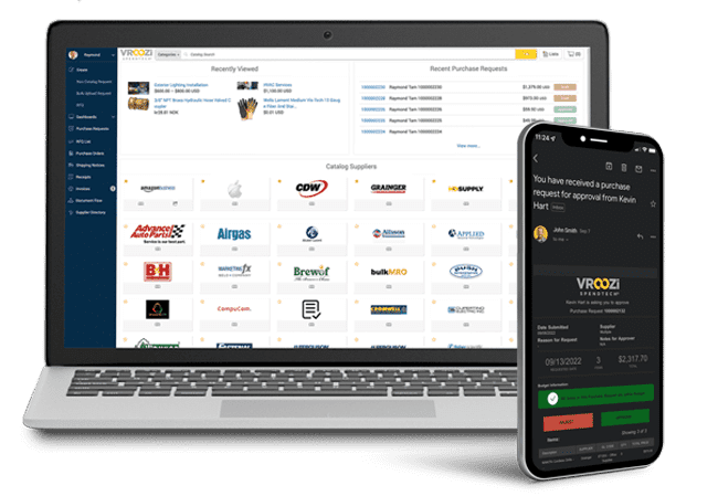 Vroozi catalog, purchase request